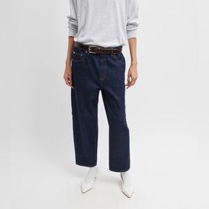 Tibi Spring Denim Cropped Slouchy Cargo Jean